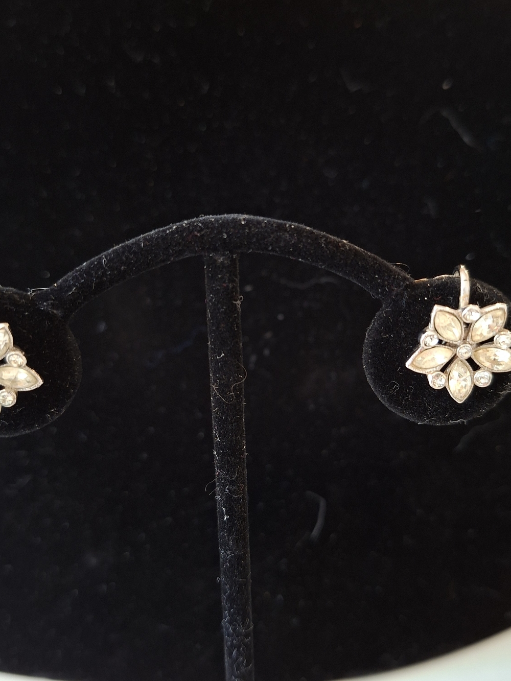ORA Vintage Cream And Clear Rhinestone Earrings